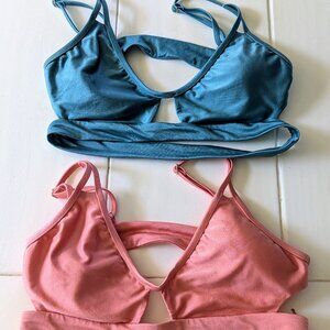 Express 2010’s Metallic Bikini Tops Size Large  Cut-Out Band & Adjustable Straps